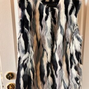 INC International Concepts Black Faux Fur Vest